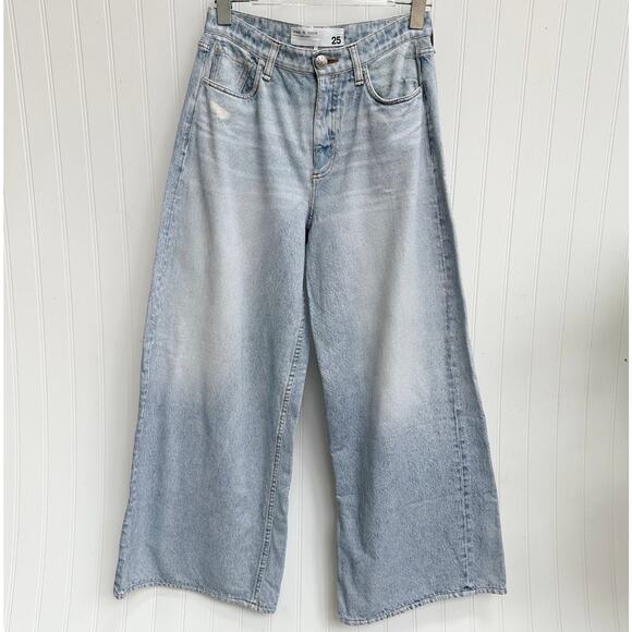 rag & bone Sofie Miramar Sweatpant Ankle Faux Wide Leg Jeans Light Distressed 25 - Picture 8 of 8